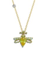 Pırlantalı 14 Ayar Arı Sitrin Rengi Kolye