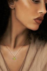 Pırlantalı 14 Ayar Arı Sitrin Rengi Kolye