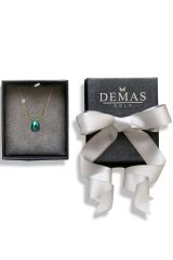 Pirlanta 14 Ayar Altin Dorikalı Rainbow Zumrut Renkli Damla Taşlı Kolye