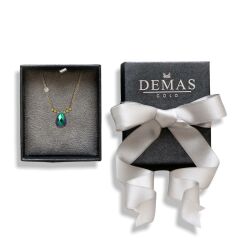 Pirlanta 14 Ayar Altin Dorikalı Rainbow Zumrut Renkli Damla Taşlı Kolye