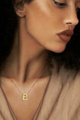 Pırlanta 14 Ayar Altın Kalemli B Harfi Kolye